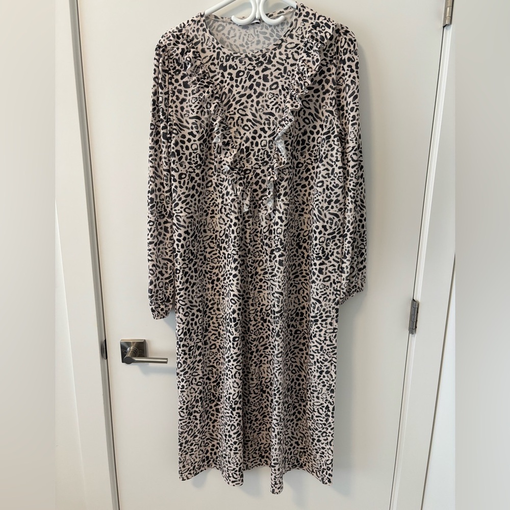 Zara animal print ruffle midi dress